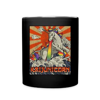Kaiju Einhorn Kanagawa Welle Kaijunicorn - Tasse einfarbig - Schwarz - Vorne