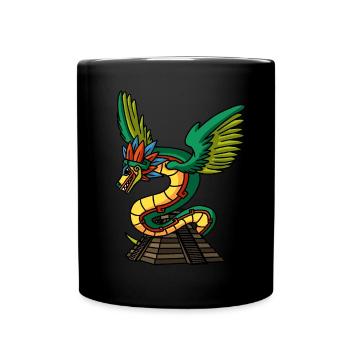 Quetzalcoatl Aztec Serpent Mayan Temple Inca - Full Colour Mug - black - Front
