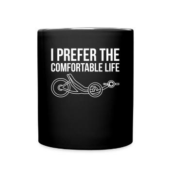 Liegerad Geschenk Shirt - Tasse einfarbig - Schwarz - Vorne