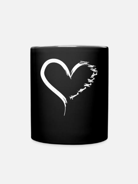 Pilote d’avion Cœur Biplan - Mug uni - noir