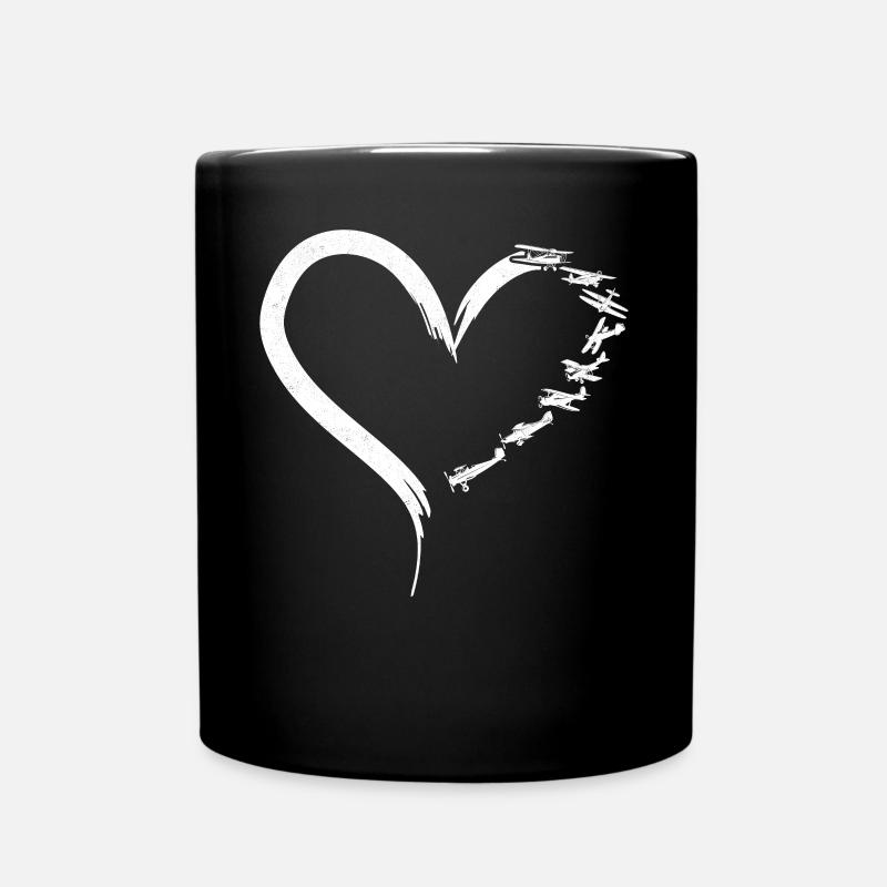 Pilote d’avion Cœur Biplan - Mug uni - noir