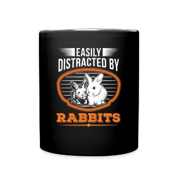 Facilement distrait par Rabbits Rabbit Rabbit - Mug uni - noir - Devant