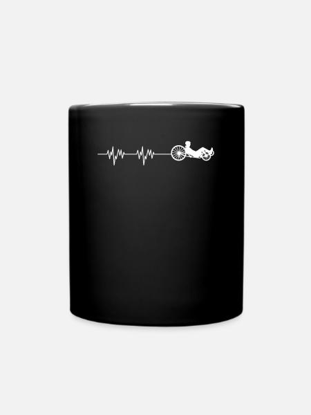 Herzschlag Herzlinie Herzfrequenz Liegerad Shirt - Tasse einfarbig - Schwarz