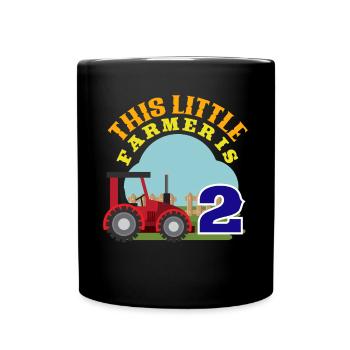 2ème anniversaire Je suis 2 animaux agriculteur de ferme - Mug uni - noir - Devant