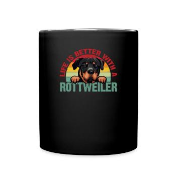 Rottweiler Hund Hunde Rottie Rotti Geschenk - Tasse einfarbig - Schwarz - Vorne