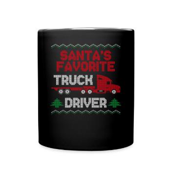 Camionneur Chauffeur de camion Noël - Mug uni - noir - Devant