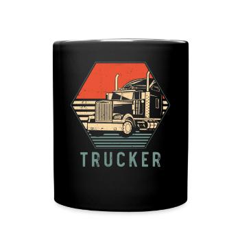 Trucker Truck Driver Retro Vintage - Tasse einfarbig - Schwarz - Vorne