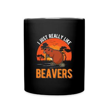 I just really like Beavers Biber - Tasse einfarbig - Schwarz - Vorne
