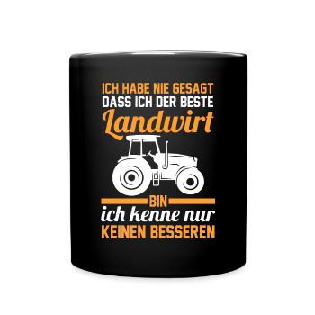 Landwirt Landwirt Bauer Traktor - Tasse einfarbig - Schwarz - Vorne