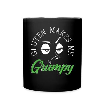 Gluten Makes Me Grumpy Celiac Disease Awareness - Full Colour Mug - black - Front