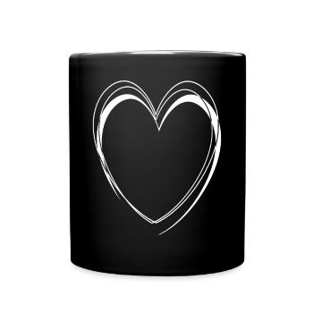 Simple White Heart - Full Colour Mug - black - Front