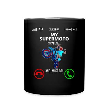 Supermoto / Supermotard / Supermoto Wheelie Biker - Full Colour Mug - black - Front