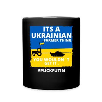 Bauerntraktor Ukraine / Panzer Ukraine / Ukraine - Tasse einfarbig - Schwarz - Vorne
