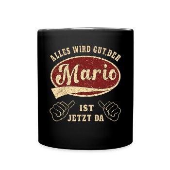 Mario alles wird gut der Mario ist jetzt da Retro - Tasse einfarbig - Schwarz - Vorne