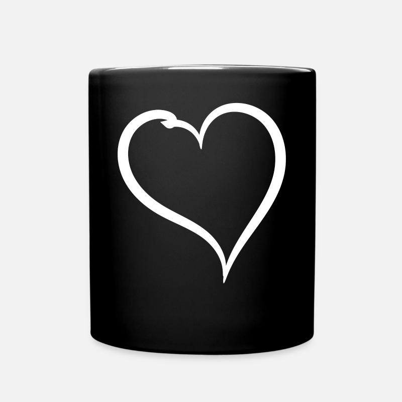 Einfaches Weisses Herz - Tasse einfarbig - Schwarz