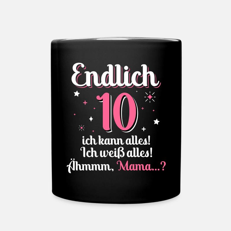 Mädchen 10 Jahre - Tasse einfarbig - Schwarz