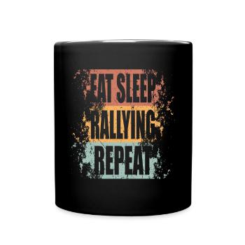 Rallye Eat Sleep Repeat - Tasse einfarbig - Schwarz - Vorne