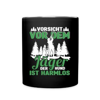 Jagen Jäger Vorsicht vor dem Jäger - Tasse einfarbig - Schwarz - Vorne