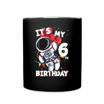 Astronaute 6e anniversaire - Mug uni - noir - Devant