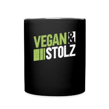 Vegan & Stolz - Vegan Veganer Veganerin - Tasse einfarbig - Schwarz - Vorne