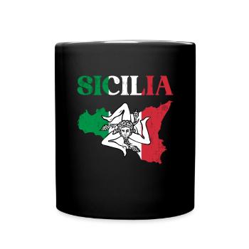 Italy Italia Sicilia Flag Sicily Palermo - Full Colour Mug - black - Front