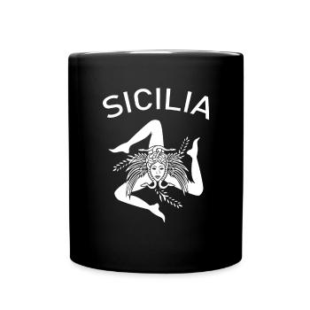 Italy Italia Sicilia Flag Sicily Palermo - Full Colour Mug - black - Front