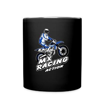 Moto Cross - Motocross - Supercross - MX - SX - Tasse einfarbig - Schwarz - Vorne