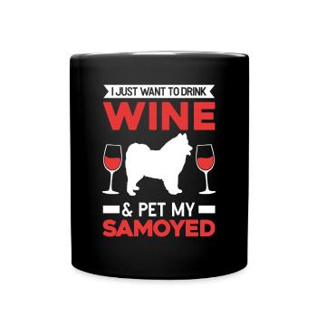 Samoyèdes et vin - Mug uni - noir - Devant