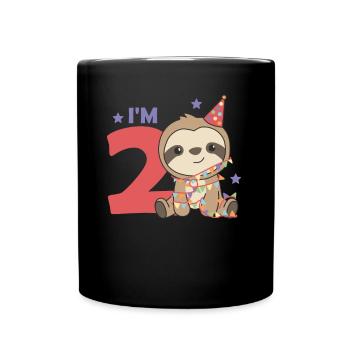 Paresseux pour le deuxième anniversaire pour les enfants de 2 ans - Mug uni - noir - Devant