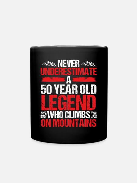 50 Year Old Mountain Climber 50th Birthday - Full Colour Mug - black