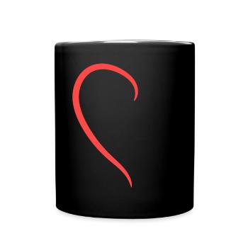 Demi-cœur rouge - Mug uni - noir - Devant