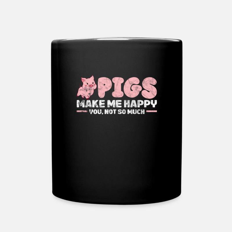 Schwein Schweinchen Ferkel Sau Schweine Geschenk - Tasse einfarbig - Schwarz