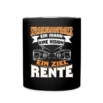 Straßenbahnfahrer Rentner Rente - Tasse einfarbig - Schwarz - Vorne
