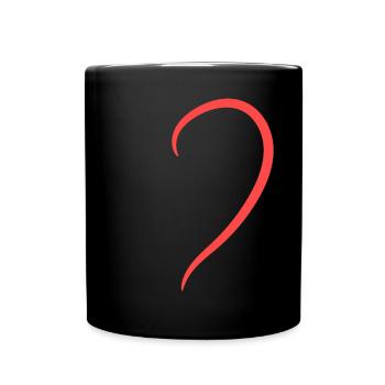 Demi-cœur rouge - Mug uni - noir - Devant