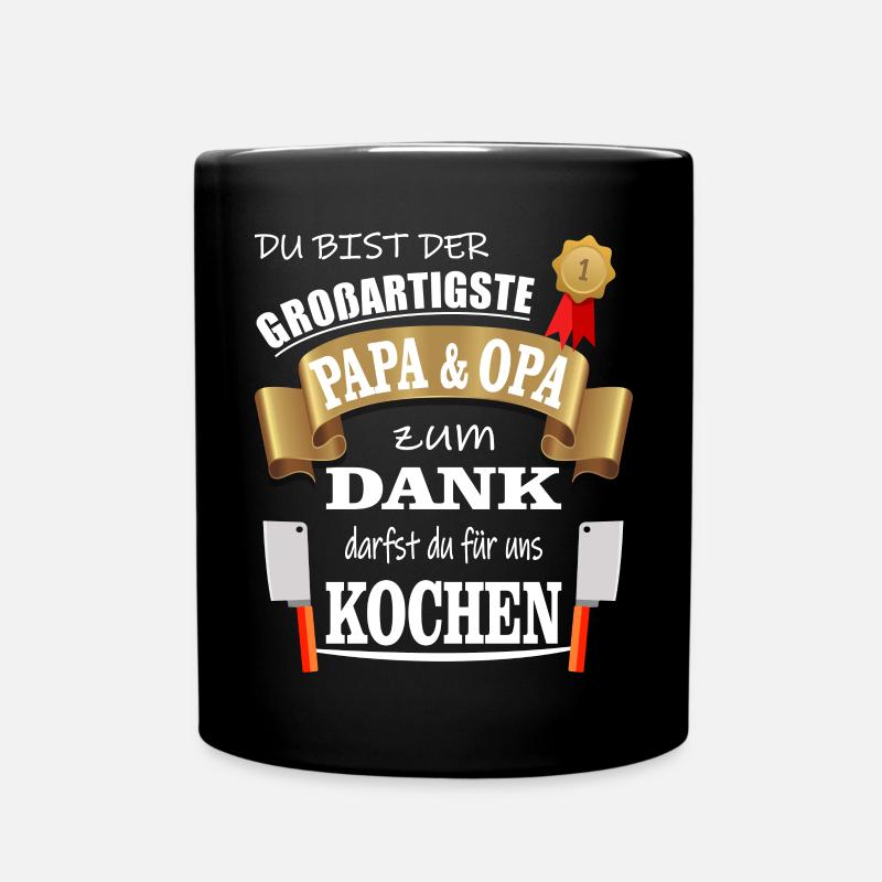 Bester Großartigster Papa und Opa darf Kochen - Tasse einfarbig - Schwarz