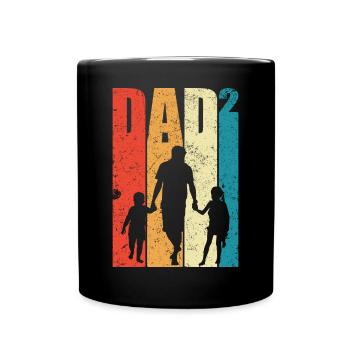 Dad Hoch 2 Papa Hoch 2 Kinder Zweifacher Papa - Tasse einfarbig - Schwarz - Vorne