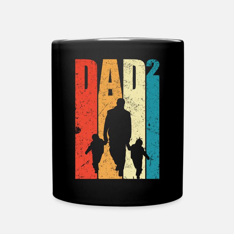 Dad Hoch 2 Papa Hoch 2 Kinder Zweifacher Vatertag - Tasse einfarbig - Schwarz