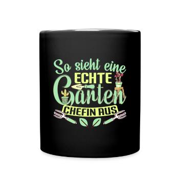 Hobbygärtnerin Gärtnerin Garten Chefin - Tasse einfarbig - Schwarz - Vorne