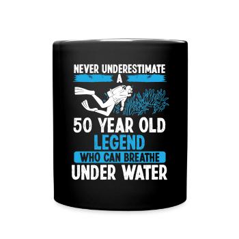 50e anniversaire Jamais 50 ans Plongeur sous-marin - Mug uni - noir - Devant