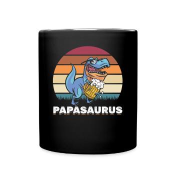 Papasaurus Papa Dinosaur Papa Dino Father's Day - Full Colour Mug - black - Front