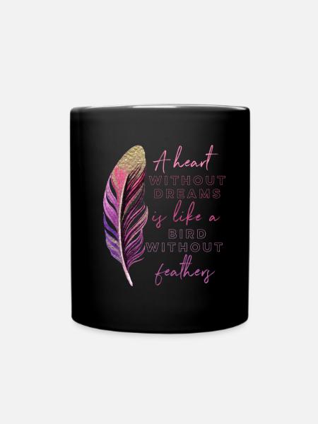 Inspiration Spruch Feder - Tasse einfarbig - Schwarz