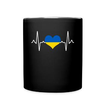 Ukraine Herzschlag - Tasse einfarbig - Schwarz - Vorne