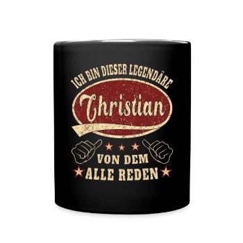 Christian ich bin dieser legendäre Christian - Tasse einfarbig - Schwarz - Vorne