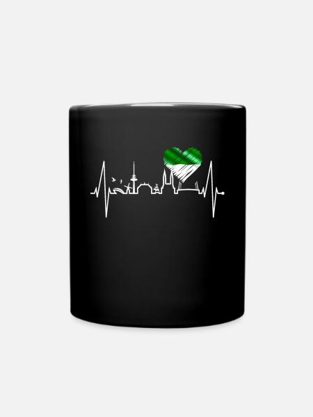 Bremen Skyline Bremer Herzschlag Fan Herz Liebe - Tasse einfarbig - Schwarz