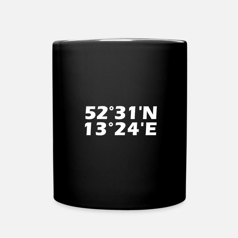 Berlin Koordinaten - Tasse einfarbig - Schwarz