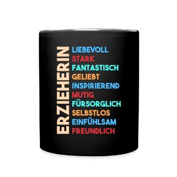 Kindergärtnerin Erzieherin - Tasse einfarbig - Schwarz - Vorne
