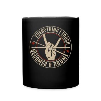 Batteur Batterie Set Vintage Drum - Mug uni - noir - Devant