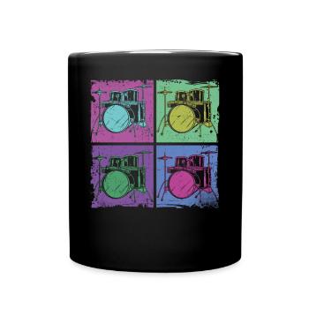 Drummer Drum Set 80S 90S Retro - Tasse einfarbig - Schwarz - Vorne