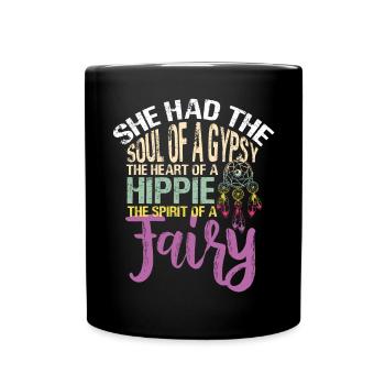 Hippie Friedensbewegung Peace Flower Power Frieden - Tasse einfarbig - Schwarz - Vorne