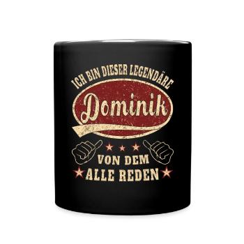 Dominik ich bin dieser legendäre Dominik Retro - Tasse einfarbig - Schwarz - Vorne